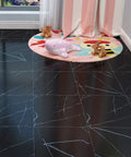 Room with Peel And Stick Floor Tile 12x12 Inch Vinyl Marble Black Flooring, 16 Pack, Easy DIY Install For Kitchen, Bathroom, Bedroom, Farmhouse