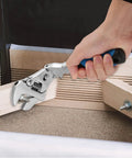 Hand using Beefy Retractable 10 To 12 Inch Adjustable Wrench With 180 Degree Rotating Head 3 In 1 Crescent Wrench Made From CrV Chrome Vanadium Steel on wooden frame