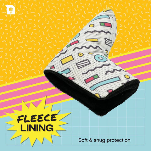 Magnetic Blade Putter Cover With Fleece Lining, Water Resistant Golf Headcover, Zigzag Design in vibrant colors, fleece interior