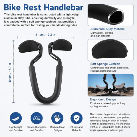 Clip On Aero Bar For Road Cycling Aluminum Alloy Armrest Bar With Soft Sponge Cushion Easy Install Clip On Armrest Dimensions