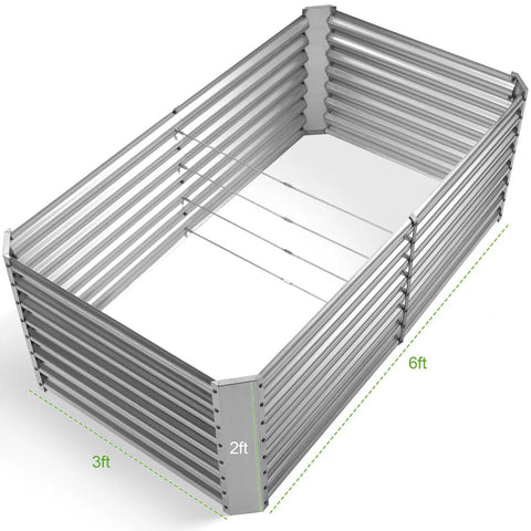 Two Pack 6x3x2 Ft Galvanized Metal Raised Garden Bed With 2 Ft Deep Root Elevation Planter Box Kit for large vegetable and flower beds.