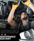 Mechanic using Portable Stretch Belt Tool Kit For Cars Trucks And Carts under vehicle, maintenance illustration