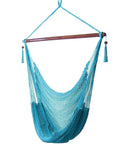 Sky Blue Caribbean XL Outdoor Hammock Chair Swing For Reading And Relaxing, Indoor Or Patio Lounger, 300 Lb Capacity, Durable Polyester Rope