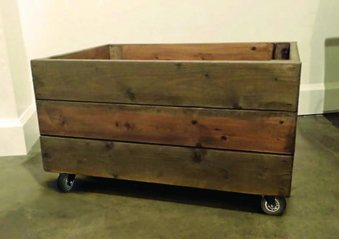 Wooden crate on Four Inch Heavy Duty Swivel Casters With Soft Rubber Non Marking Wheels 360 Degree Silent Industrial Caster Wheels Set Of Four Black And Chrome Total Capacity 880 Lbs Ideal For Cabinets Tables Tool Carts And Mobile Equipment