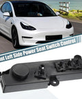 Direct Fit Power Seat Control Switch Replacement For Tesla Model 3 And Model Y 2017 To 2022, black ABS panel with switches.