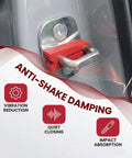 Dead Quiet Car Door Latch Covers 4 Pack with bright red TPR cushion for impact absorption on door strike plates.