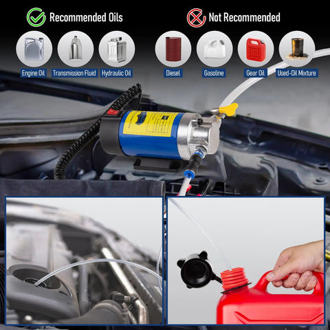 12V 100W Oil Extraction Pump For Ultra Quiet Fluid Transfer No Fuss Self Priming Oil Change Kit For Cars Boats Motorcycles Mowers And RVs With 3 Hoses And Adapters