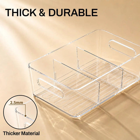 Clear Pantry Organizers And Storage Bins With Quick Adjust Dividers, super sturdy kitchen container with 2.5mm thick acrylic material.