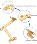 Two Pack Brass Lid Support Hinges For Cabinets 3 By 2 Inch Gold Tone Lid Stay Hinges With Screws Included