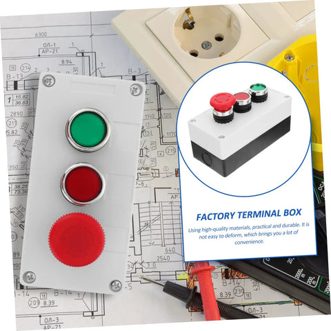 Stop Box Electrical Switch Enclosure For Industrial Use with green and red buttons on wiring diagrams, deformation-resistant shell