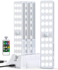 30 LED Closet Light With Charging Station And Motion Sensor Under Cabinet Lighting Kit, remote and USB cable visible
