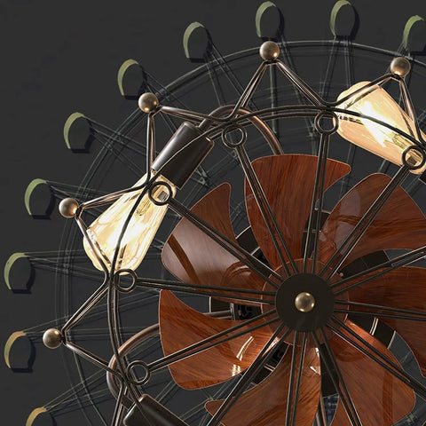 Close-up of caged ceiling fan with light and remote flush mount low profile farmhouse modern ceiling fan includes bulbs 6 speeds
