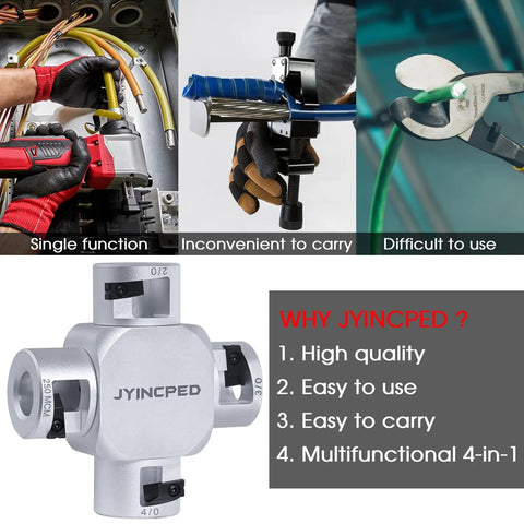 4 In 1 Large Gauge Cable Stripper For 2/0 To 250 MCM Wire Insulation Jacket Removal On AWG 2/0 3/0 4/0 Safe Round Slitter