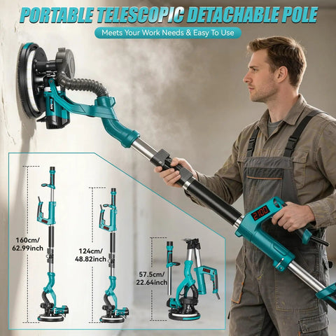 Person using Drywall Sander With Vacuum Dust Collection And Digital Display 1000W Popcorn Ceiling Removal Tool in room