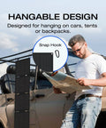 45W Portable Solar Panel With Type-C And N-Type Cells, 25% Efficient, Charge Faster, Foldable And Ultra Lightweight IP68 Waterproof For Power Stations, Four-Panel Design For On-The-Go Charging, Not Designed For Series Connection hanging on vehicle with man reading map