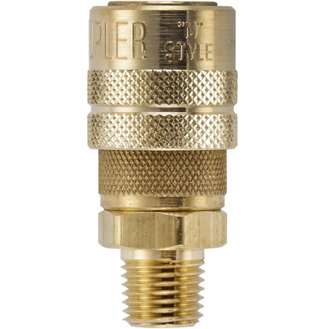 Industrial 1/4 Inch NPT M Style Quick Connect Air Fitting Coupler Set Box Of 10 brass fitting close-up