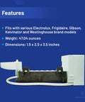 Ice Maker Replacement Kit For Frigidaire Refrigerators Fits CFD26SDS0 CFD27SDPS0 side view with dimensions and weight details