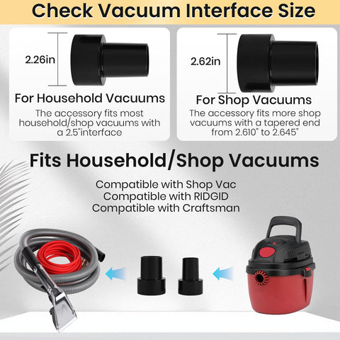Pro Grade Carpet Extractor Kit For Your Vacuum DIY Friendly with hose, adapters shown with vacuum for compatibility illustration.