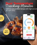 Digital Wireless Meat Thermometer With 820Ft Bluetooth Range And IP67 Waterproof measuring chicken temperature on grill