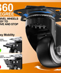 Close-up of 360-degree swivel wheel for 120 Pound Wheeled Patio Umbrella Base Heavy Duty Outdoor Umbrella Stand With Easy Glide Wheels