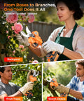 Cordless Electric Pruning Shears With Longer Runtime And Brushless Motor in use for garden tree trimming and orchard pruning