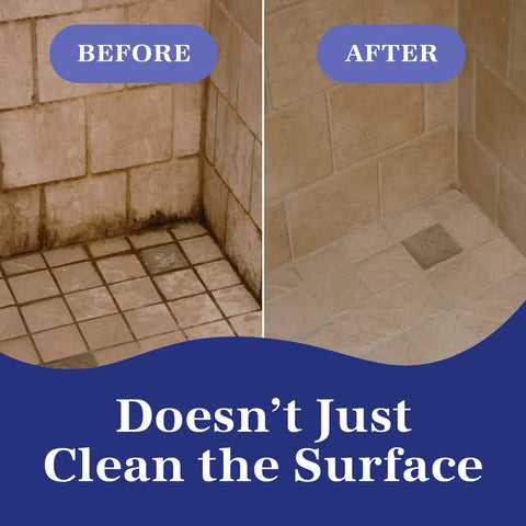 Before and after results of Maxout Deep Grout Cleaner For Tiles And Floors Powerful Ready To Use Cleaning Liquid 32 Oz Bottle used on grout.