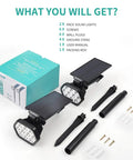 Lit 10 LED Solar Outdoor Lights Pack with wall plugs, screws, and stakes for easy install, box included