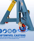 Beefy 16 Ton Heavy Duty Jack Stand With Wheels And Patented Handle Dual Interchangeable Tops For Trucks SUVs And Farm Vehicles Adjustable Height From 26 To 40.9 Inches 35,000 Lbs Capacity And Easy Mobile Setup with 360 swivel casters