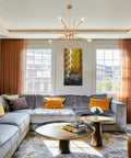 Mid Century Modern 6 Light Chandelier With Adjustable Arms In Antique Brass Brush Finish Pendant Lighting For Living Room