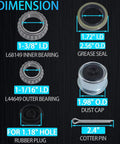 Dimensions of Trailer Bearing Kit For 1-1/16in To 1-3/8in Axles 3500lb 84 Spindle 2 Set L68149 L44649 Inner Bearings With Outer Races