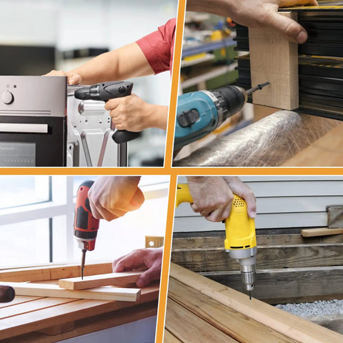 People using power drills with Ultimate Black Oxide 304 Stainless Steel Wood Screws Set With Pan Head And Flat Head Phillips Drive