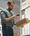 Man using handheld scanner with Scanner Holster For Zebra TC75x TC75 TC70x TC70 TC72 TC77 Handheld Barcode Scanner With Belt Clip in warehouse