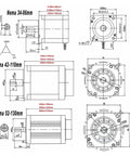 Technical drawing showing dimensions of Rock Solid 3 Phase Stepper Motor And Driver Bundle With Ball Screw Rig for CNC and DIY projects.