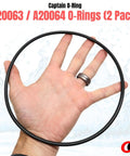 Replacement O Ring 2 Pack for Fluval Canister Filters 304 305 306 307 404 405 406 407 shown on hand for scale