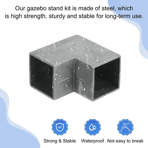2 Way Gazebo Brackets Kit For 1.3x1.3 Inch Wood Posts Elbow Corner Connectors Diyers Post Base Set For Outdoor Patios Gazebos And Log Cabins 4 Pack Easy To Install Durable Weather Resistant