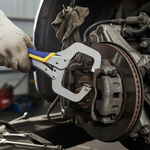 Using 2 Pack 11 Inch Metal Face Clamps With Swivel Pad And Rubber Handle, Heavy Duty Adjustable C Clamps for automotive repair