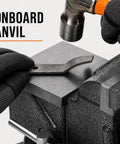 4 Inch Bench Vise With Cast Iron Body And Swivel Base Heavy Duty 36000 PSI Clamp 4 Inch Jaws Opening Up To Five And One Eighth Inches 130 Degree Swivel 2440 Lb Clamping Force Built In Anvil Three And Three Eighths By Three Inches Workhorse anvil close-up