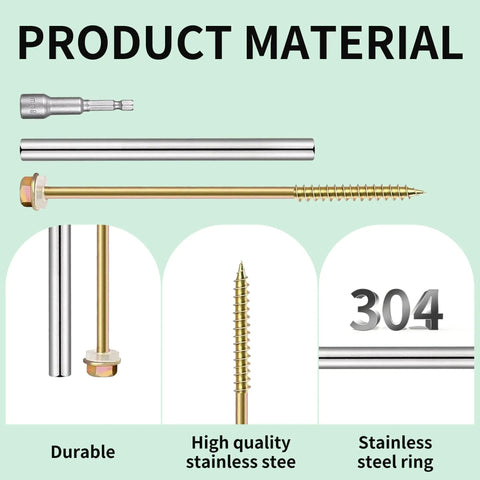 All In One 30 Pack 304 Stainless Steel Gutter Fasteners With 7 Inch Screws, Spikes, Nails And Metal Ferrules in detailed view