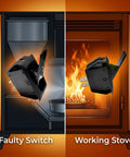 Direct Fit Pellet Stove Hopper Cover Switch Replacement For SRV7000 612 And SRV7000 819 shown with a working stove illustration