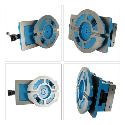 4 views of 6 Inch Precision Bench Vise with Swivel Base for Milling Shaping and Drilling Machines, Rugged Cast Iron Build