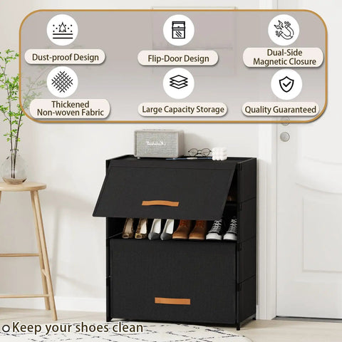 5 Tier Shoe Storage Cabinet With Door Covered Shoe Rack Organizer for Entryway and Closet Holds 20 Pairs of Shoes Durable Plastic Shelves Keeps Your Shoes Neat and Clutter Free Easy Access