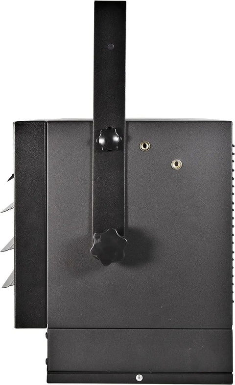 Side view of Hard Wired Ceiling Mount Garage Heater With Remote 7500 Watt 240 Volt Fan Forced Heat Overheat Protection