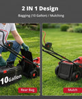 14-Inch Corded Electric Lawn Mower 2-In-1 With 12.5 Amp Motor, Gas-Free Power, Easy Push Start, Includes 10 Gallon Grass Collection Bag For Clean, Efficient Yard Work. 2-in-1 rear bag and mulch design
