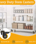 Heavy Duty 3 Inch Swivel Caster Wheels With Standard 3/8 Threaded Stem Set Of 4 For Furniture Shop Carts And Equipment Hella Durable Two Thousand Pound Rolling Capacity on a cart.