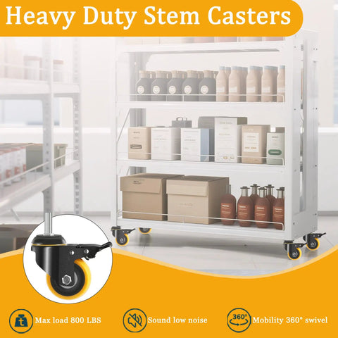 Heavy Duty 3 Inch Swivel Caster Wheels With Standard 3/8 Threaded Stem Set Of 4 For Furniture Shop Carts And Equipment Hella Durable Two Thousand Pound Rolling Capacity on a cart.