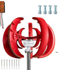Vertical Wind Turbine Kit 100W 300W 500W with MPPT controller, red blades, DN25 flange, hardware included