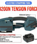 Electric Strapping Machine For PP PET Straps Automatic Steel Tie Gun Tensioner Wielder with 3200N tension force