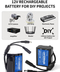 12V 5200mAh Lithium Battery Pack With 1A Charger for CCTV camera, router, and DIY projects image.
