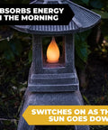 Tranquil Pagoda Solar Garden Statue With Flickering Led Lantern Outdoor Japanese Zen Decor Water Safe Polyresin Yard Light
