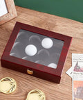 12 Hole Golf Ball Display Case Wood Box Must Have For Safe Golf Gear Storage And Showcasing Your Collection With A Clear Window And Hidden Cabinet